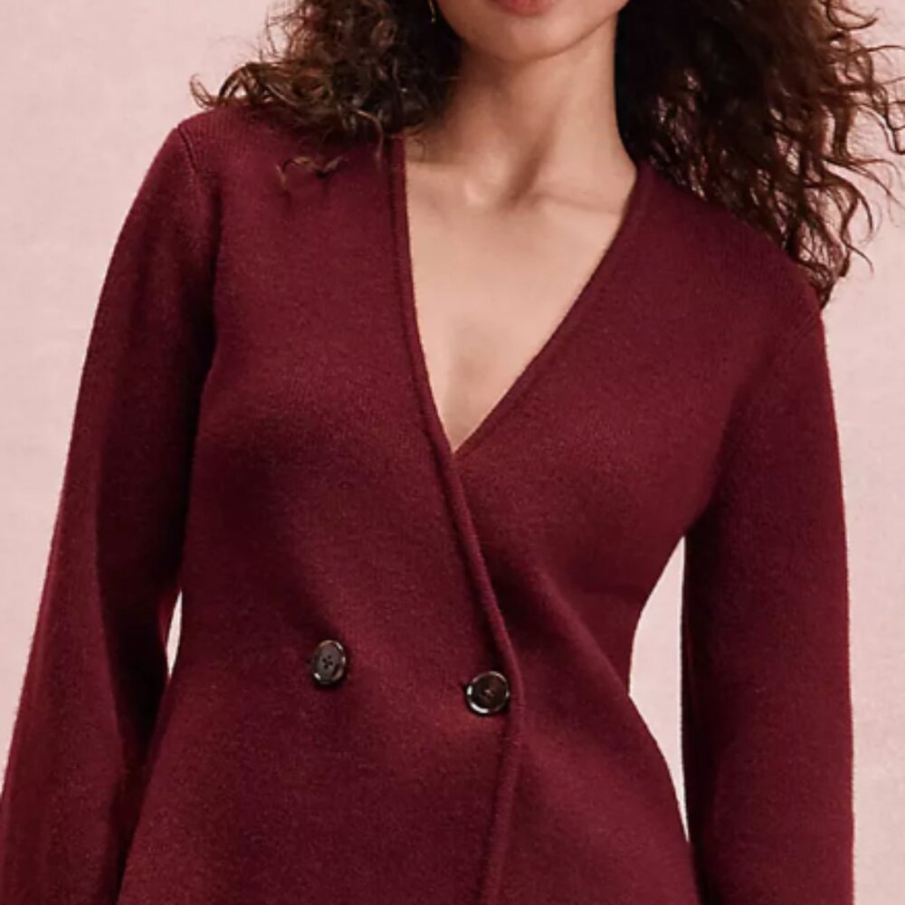 Double Button Garnet Red Sweater NWT - image 2